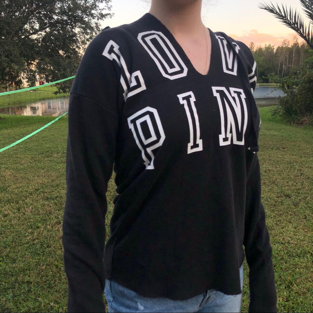 Love pink Victoria’s Secret Y2k black hoodie